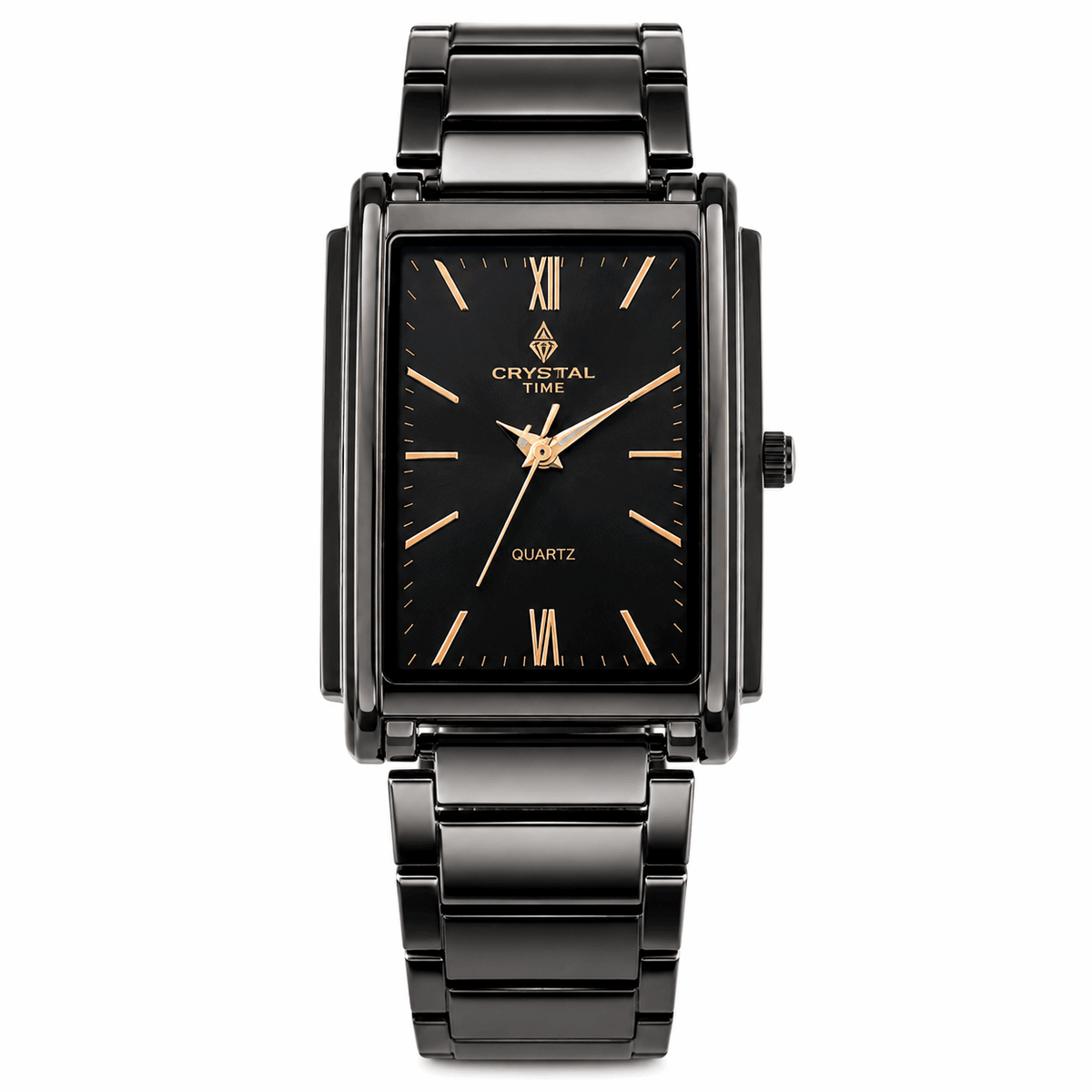 Crystal Time Luxury Men's Rectangular Quartz Watch