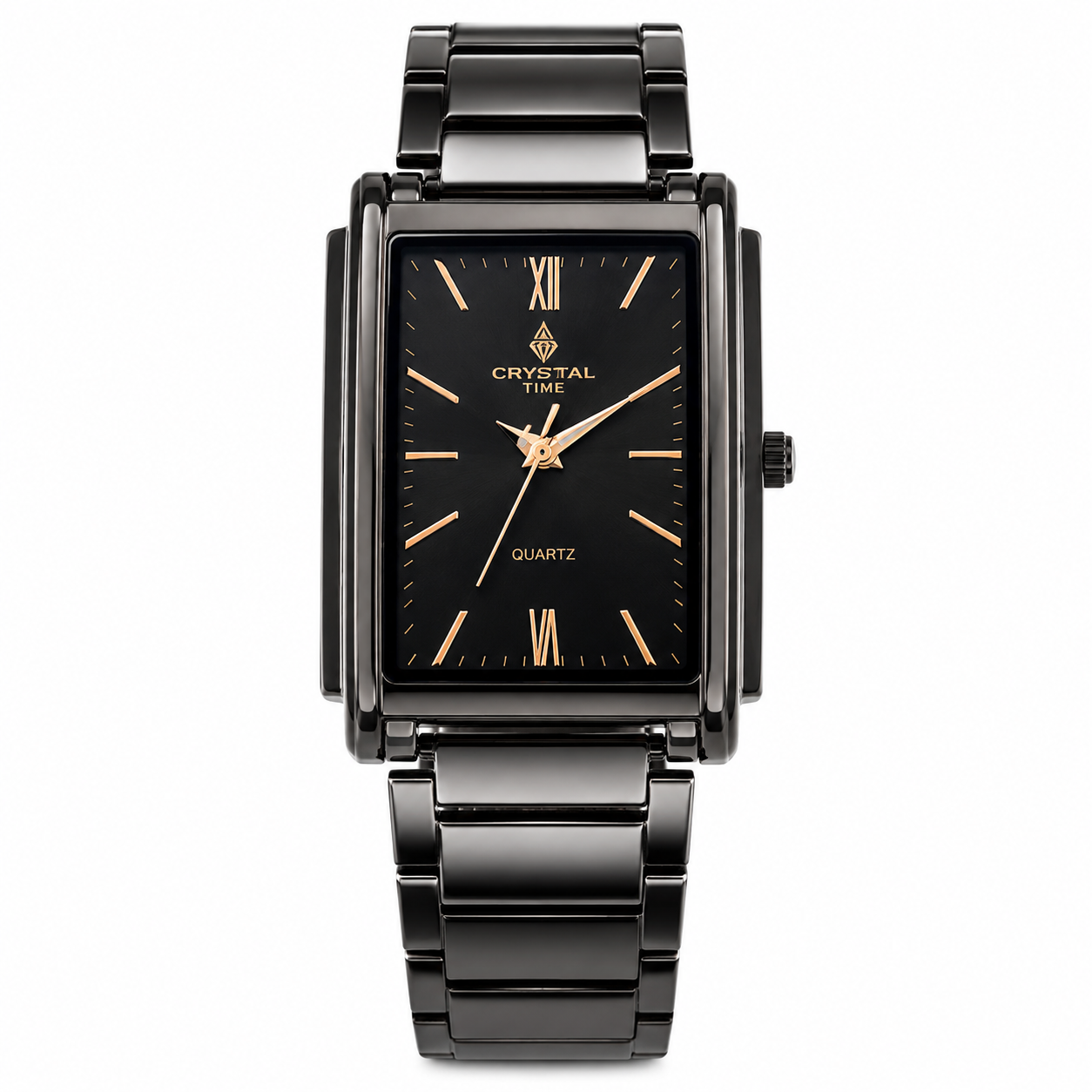 Crystal Time Luxury Men's Rectangular Quartz Watch