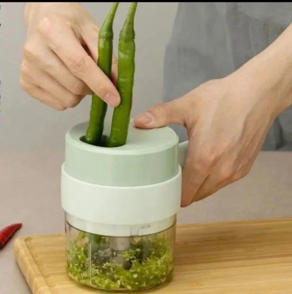 4-in-1 Handheld Electric Vegetable Cutter – Wireless Mini Food Processor