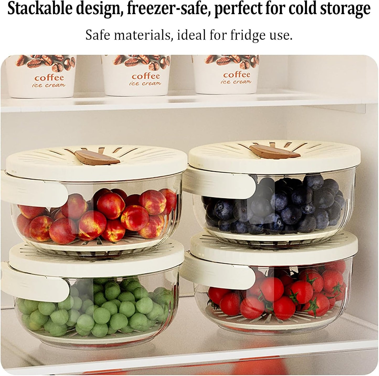 Kitchen Fruit Drainage Basket with Lid – Dual Layer Bowl