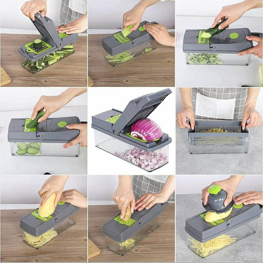 18-Piece Vegetable Chopper Set – Manual Multi-Function Cutter