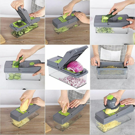 18-Piece Vegetable Chopper Set – Manual Multi-Function Cutter