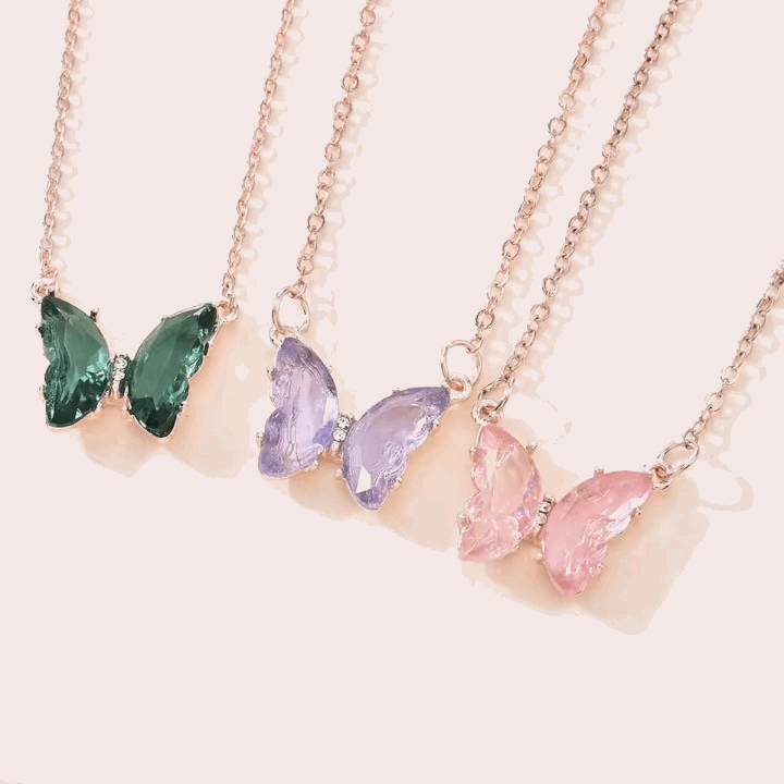 Crystal Butterfly Pendant Necklace