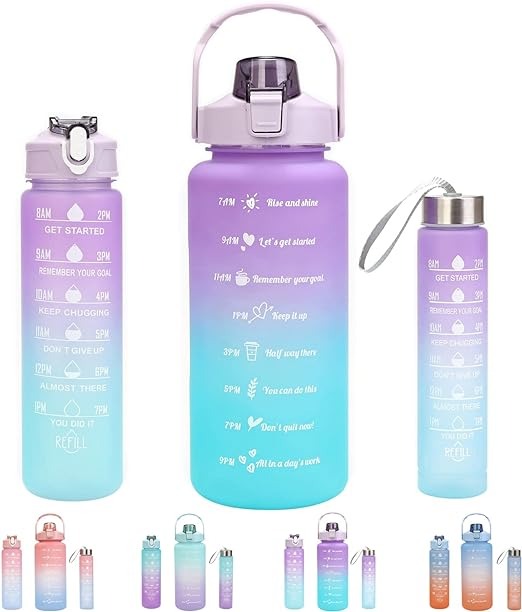 3 Piece Motivational Water Bottle Set BPA Free