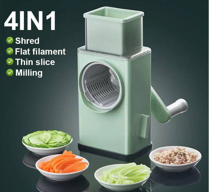 4-in-1 Multi-Function Vegetable Cutter & Slicer – Manual Chopper