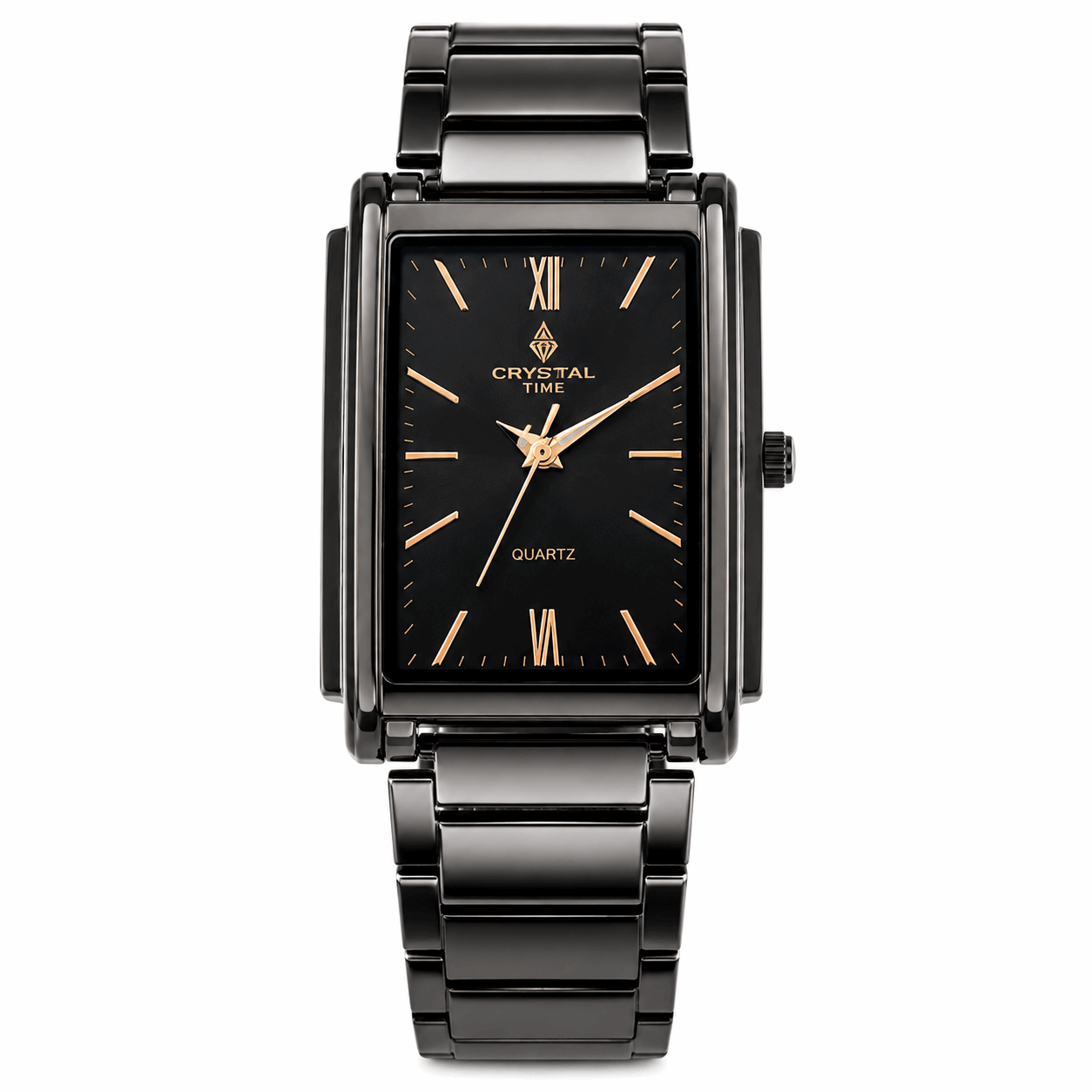 Crystal Time Luxury Men's Rectangular Quartz Watch