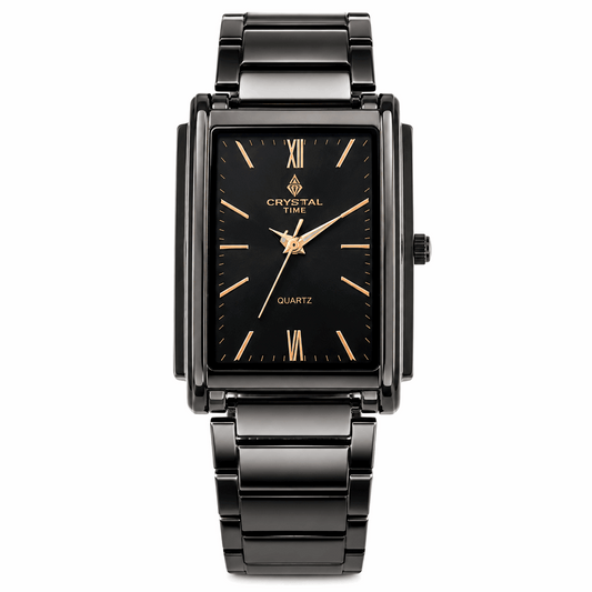 Crystal Time Luxury Men's Rectangular Quartz Watch