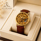 Luxury Gold Skeleton Leather Watch