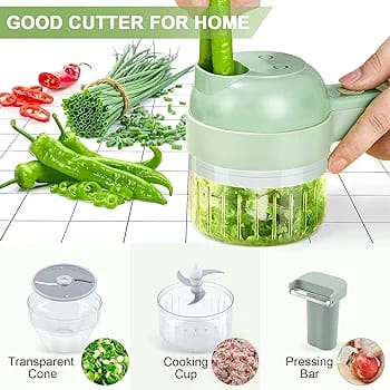 4-in-1 Handheld Electric Vegetable Cutter – Wireless Mini Food Processor