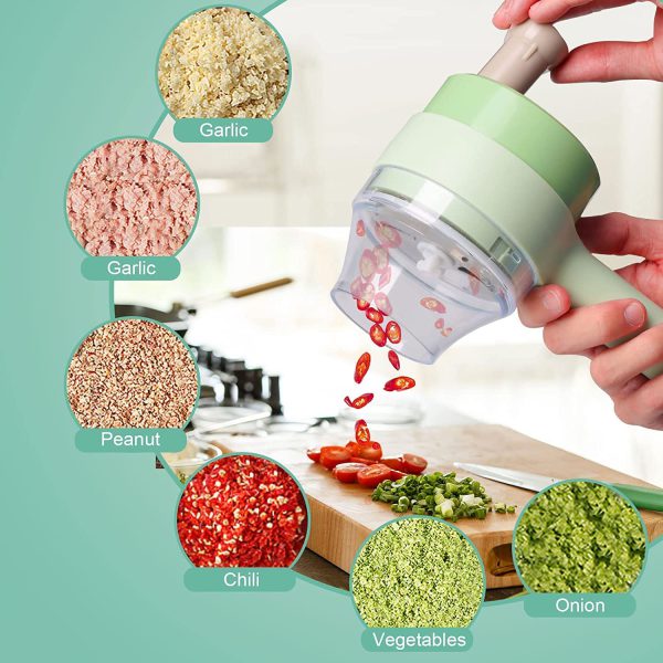 4-in-1 Handheld Electric Vegetable Cutter – Wireless Mini Food Processor