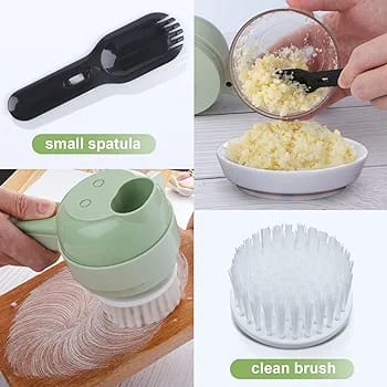 4-in-1 Handheld Electric Vegetable Cutter – Wireless Mini Food Processor