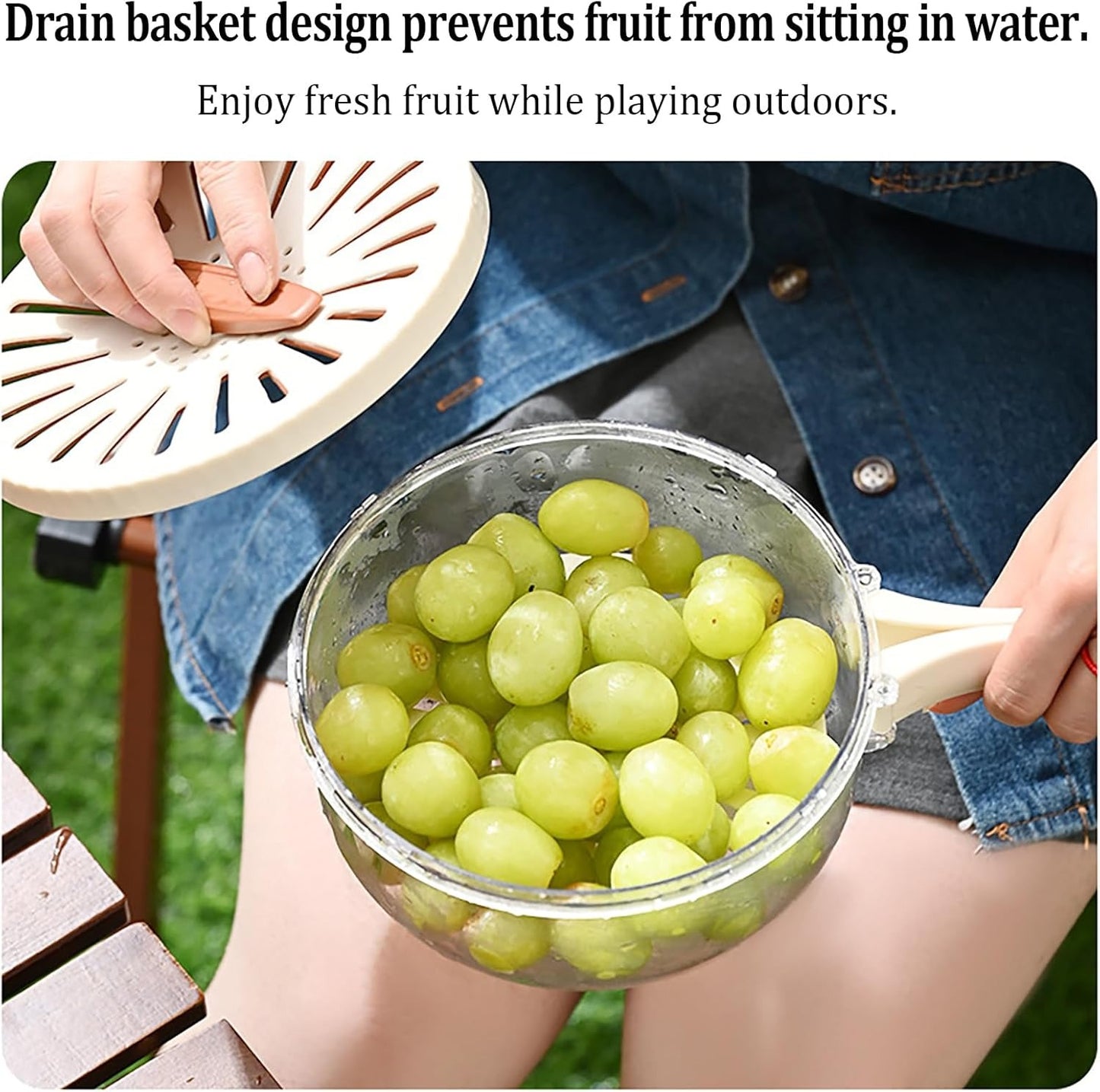 Kitchen Fruit Drainage Basket with Lid – Dual Layer Bowl