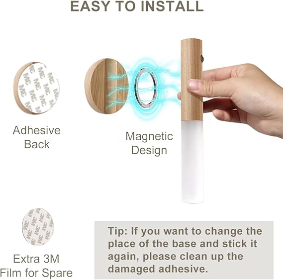 LED Wooden Motion Sensor Night Light (USB Rechargeable)