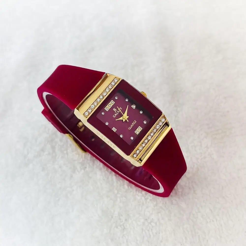 Women's Red Silicone Watch