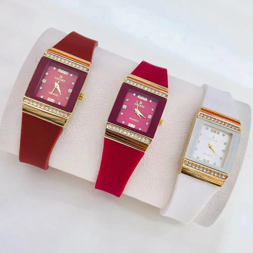Women's Red Silicone Watch